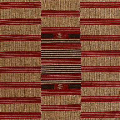 Momeni Adobe Indoor Rug - ADO-1 Red displays a bold center design with layered stripes in red, tan, and black