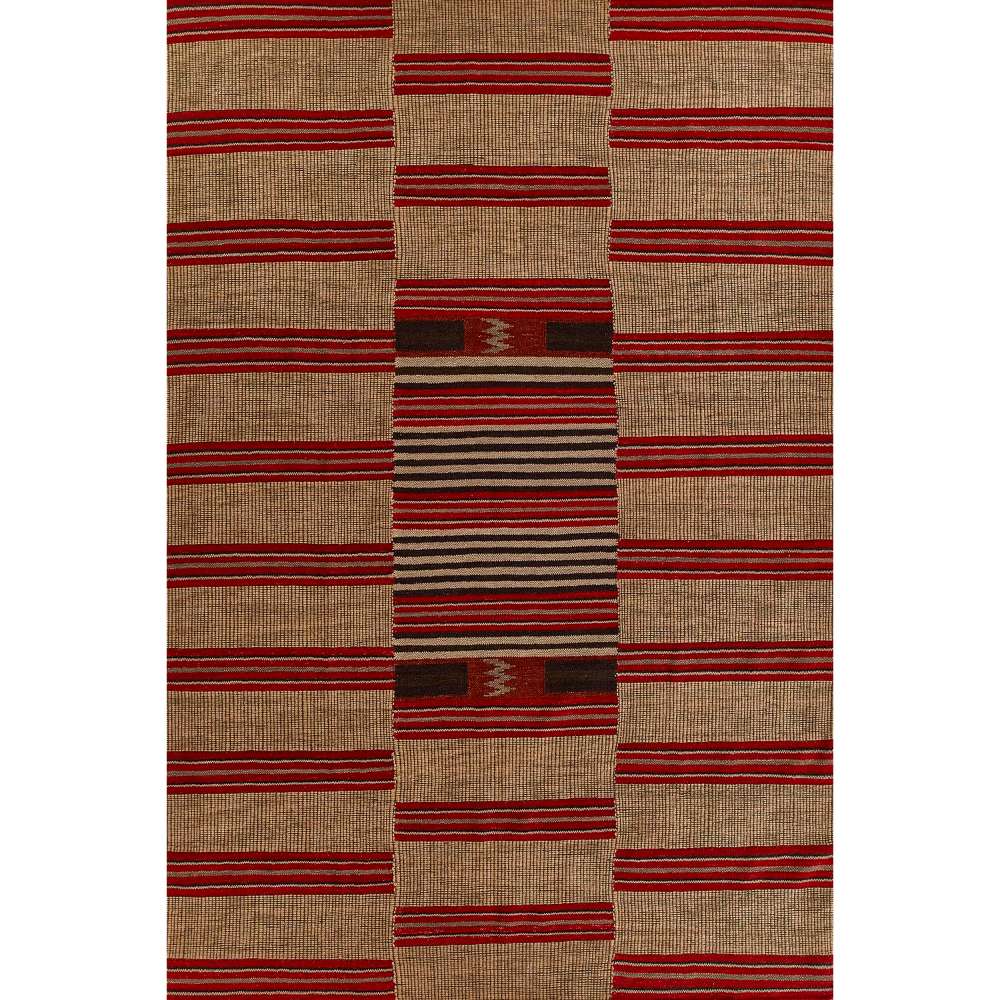 Momeni Adobe Indoor Rug - ADO-1 Red displays its full geometric striped design in earthy red and tan