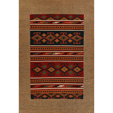 Momeni Adobe Indoor Rug - ADO-2 Multi displays its full rectangular shape with symmetrical tribal motifs framed by a natural border