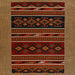 Momeni Adobe Indoor Rug - ADO-2 Multi highlights vibrant reds, greens, oranges, and blues in geometric tribal-inspired patterns