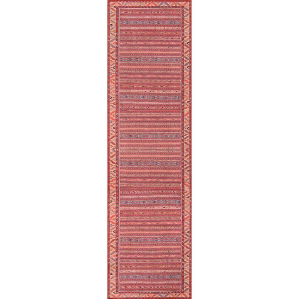 Momeni Afshar Indoor Rug - AFS-5 Multi runner showcases long, narrow dimensions with symmetrical geometric rows