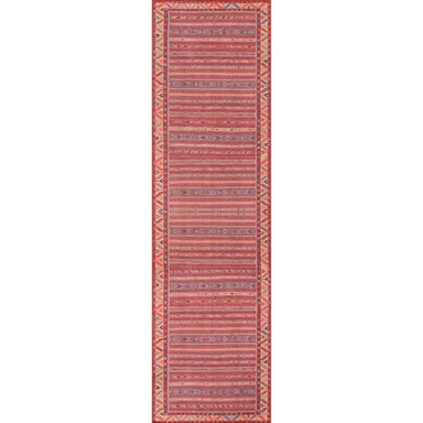 Momeni Afshar Indoor Rug - AFS-5 Multi runner showcases long, narrow dimensions with symmetrical geometric rows