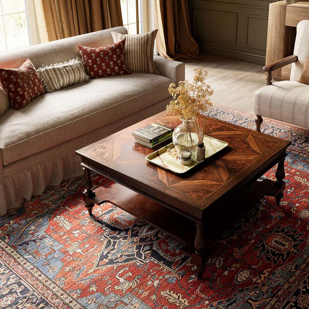 Momeni Afshar Indoor Rug - AFS37 Red enhances cozy interiors with detailed medallion designs and vibrant red and blue colors