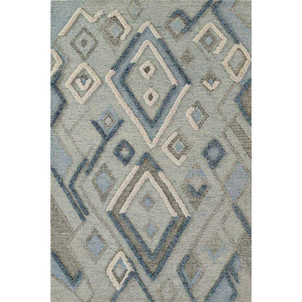 Momeni Allegro Indoor Rug - ALL-1 Blue features a modern geometric diamond pattern in soothing shades of blue and gray
