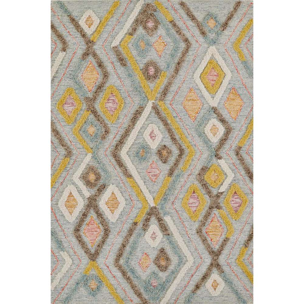 Momeni Allegro Indoor Rug - ALL-3 Multi features a bold geometric diamond pattern in soft blue, mustard, pink, and beige tones