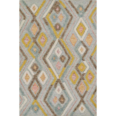 Momeni Allegro Indoor Rug - ALL-3 Multi features a bold geometric diamond pattern in soft blue, mustard, pink, and beige tones