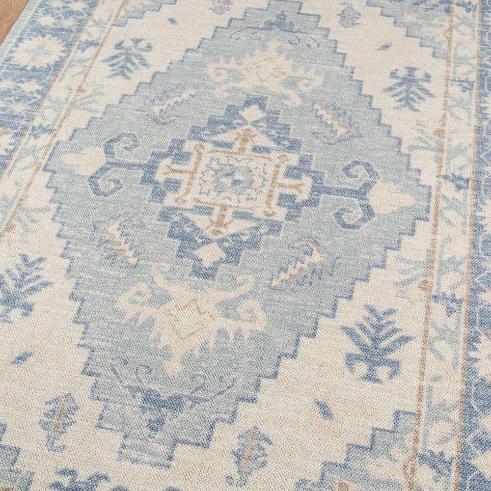 Momeni Anatolia Indoor Rug - ANA-1 Blue features a soft geometric medallion design in blue and beige tones
