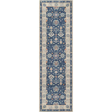 Momeni Anatolia Indoor Rug - ANA-8 Navy runner displays a long, symmetrical floral motif
