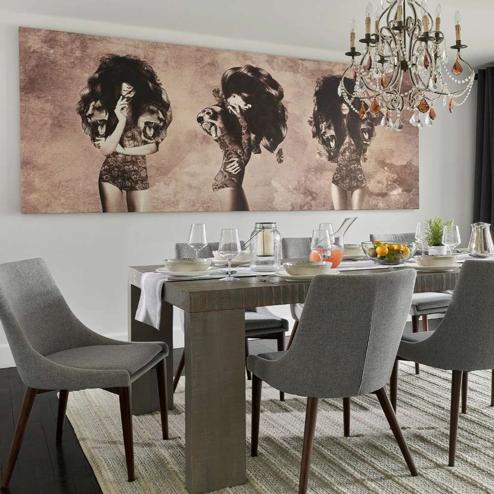 Momeni Andes Indoor Rug - AND-4 Light Grey adds elegance and warmth to a contemporary dining room with modern grey chairs
