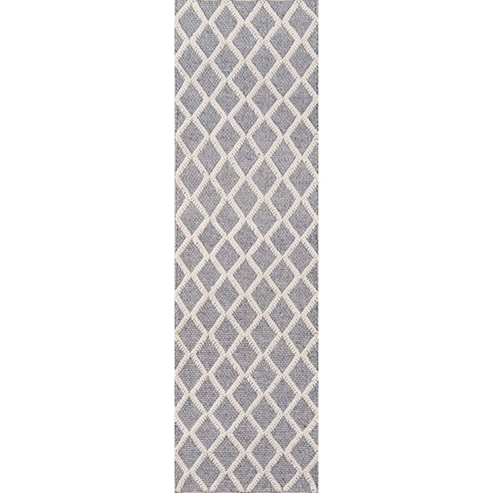 Momeni Andes Indoor Rug - AND-7 Grey runner is perfect for hallways, showcasing its grey and ivory diamond design in a long layout