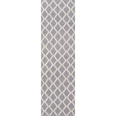 Momeni Andes Indoor Rug - AND-7 Grey runner is perfect for hallways, showcasing its grey and ivory diamond design in a long layout