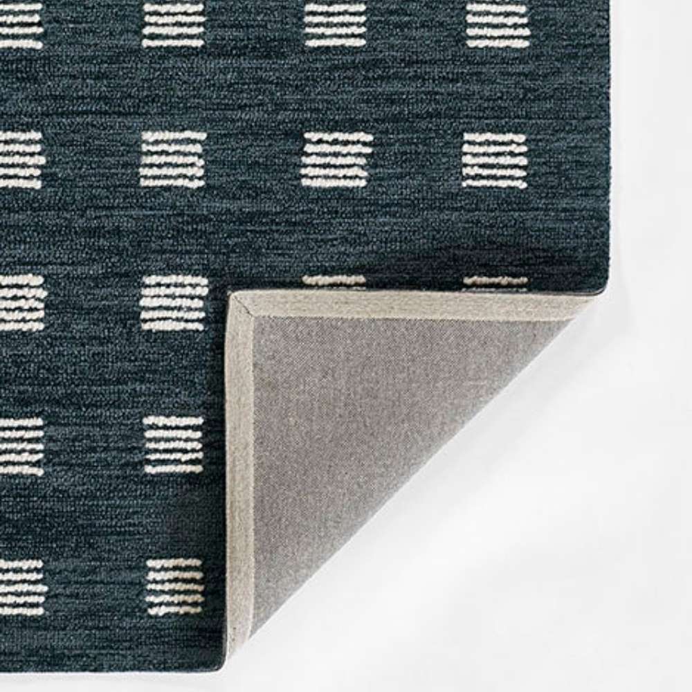 Momeni Archer Indoor Rug - ARC-1 Blue shows its neatly finished edges and durable backing