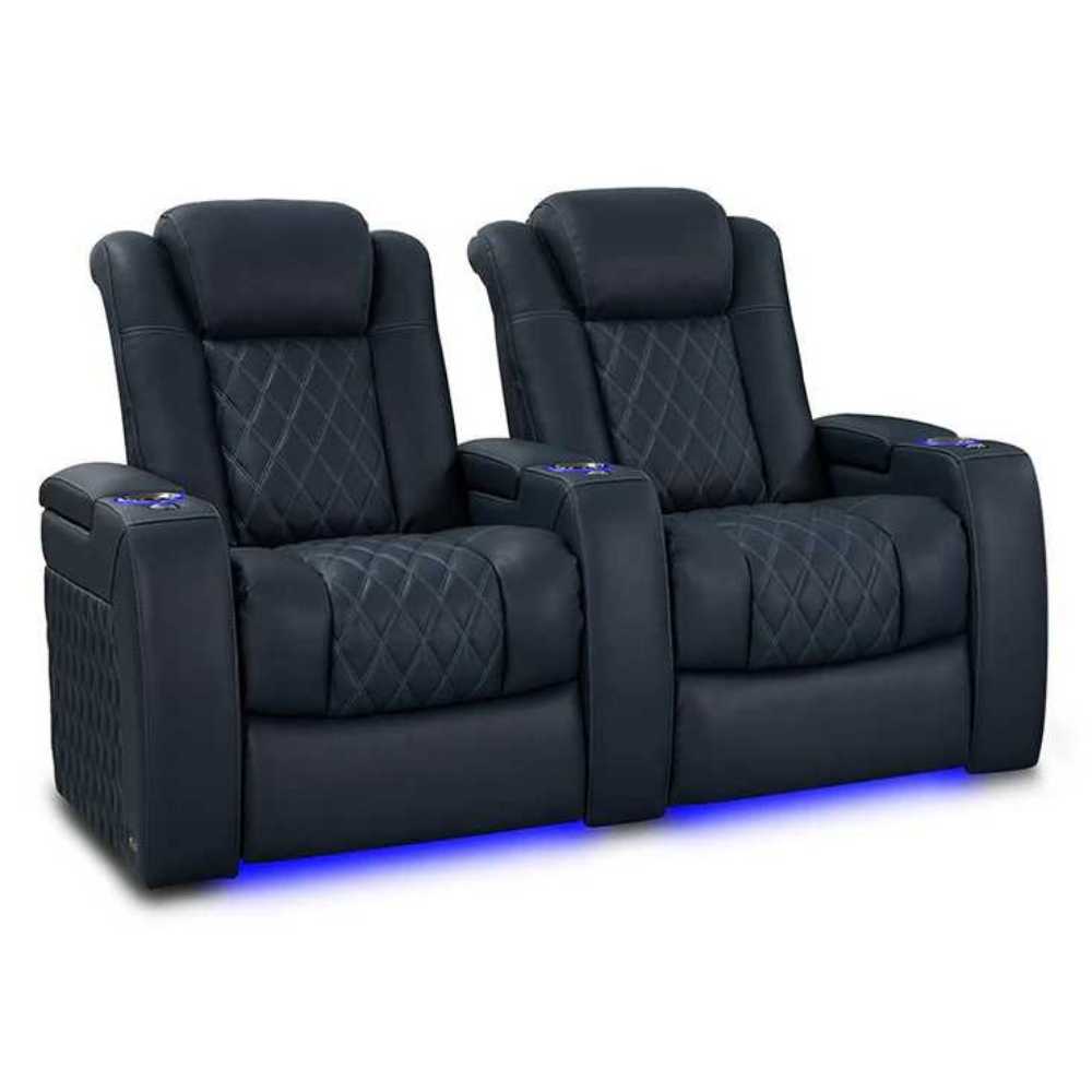 Moonlight Blue Valencia Tuscany Luxury Edition Home Theater Seating Row of 2 Width 68.25’ Height 43.5 Depth 40