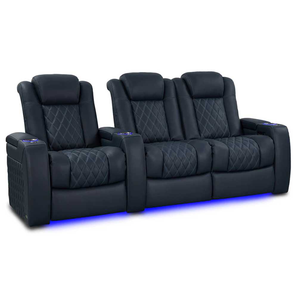 Moonlight Blue Valencia Tuscany Luxury Edition Home Theater Seating Row of 3 Loveseat Right Width 92.25 Height 43.5 Depth 40