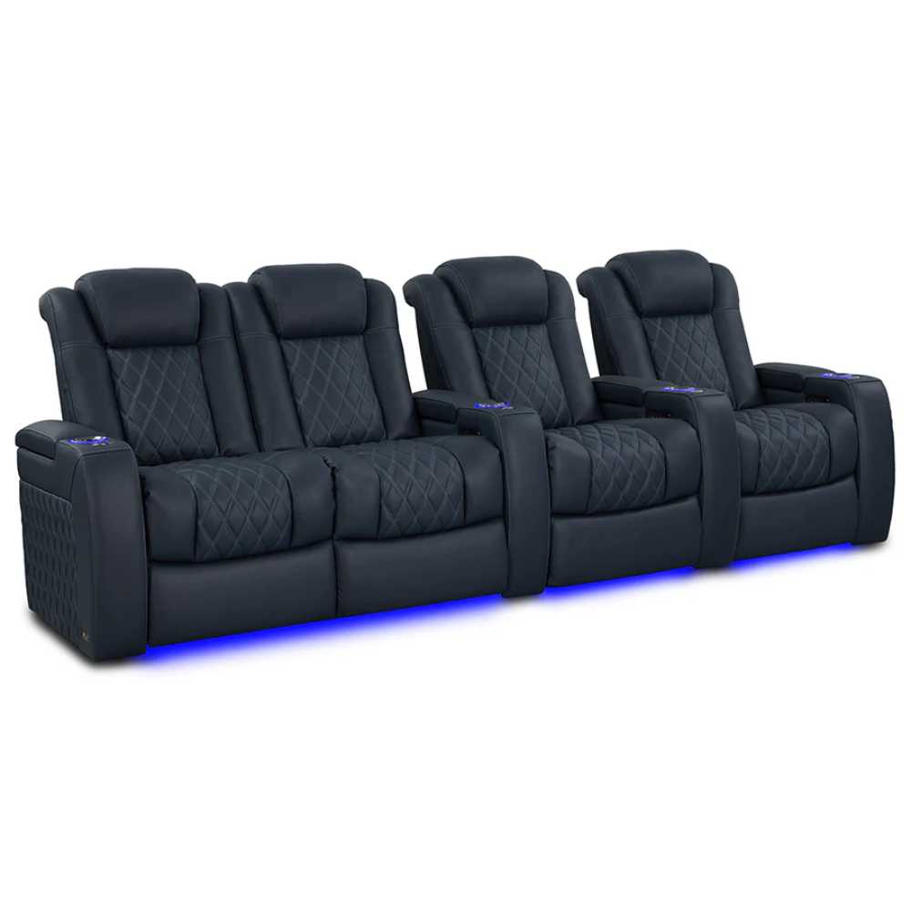 Moonlight Blue Valencia Tuscany Luxury Edition Home Theater Seating Row of 4 Loveseat Left Width 123 Height 43.5 Depth 40