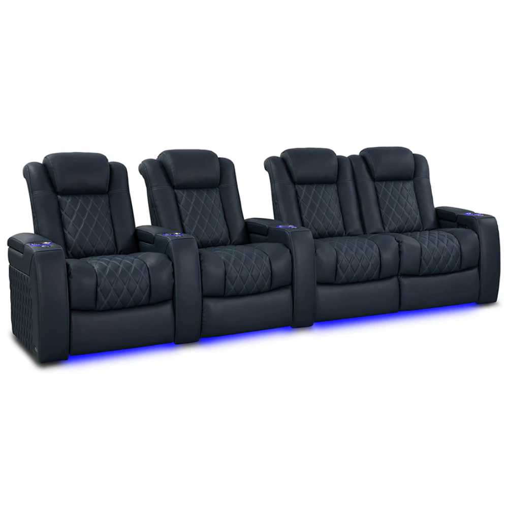 Moonlight Blue Valencia Tuscany Luxury Edition Home Theater Seating Row of 4 Loveseat Right Width 123 Height 43.5 Depth 40