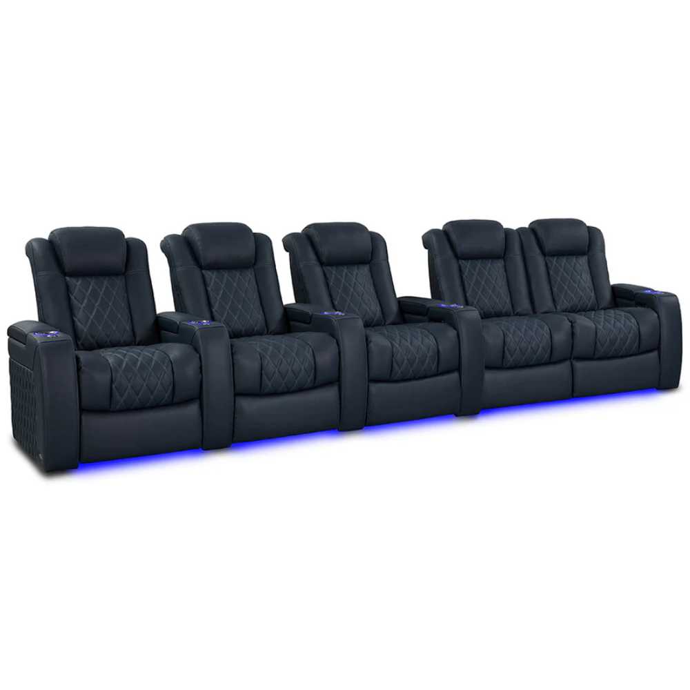 Moonlight Blue Valencia Tuscany Luxury Edition Home Theater Seating Row of 5 Loveseat Right Width 153.75 Height 43.5 Depth 40