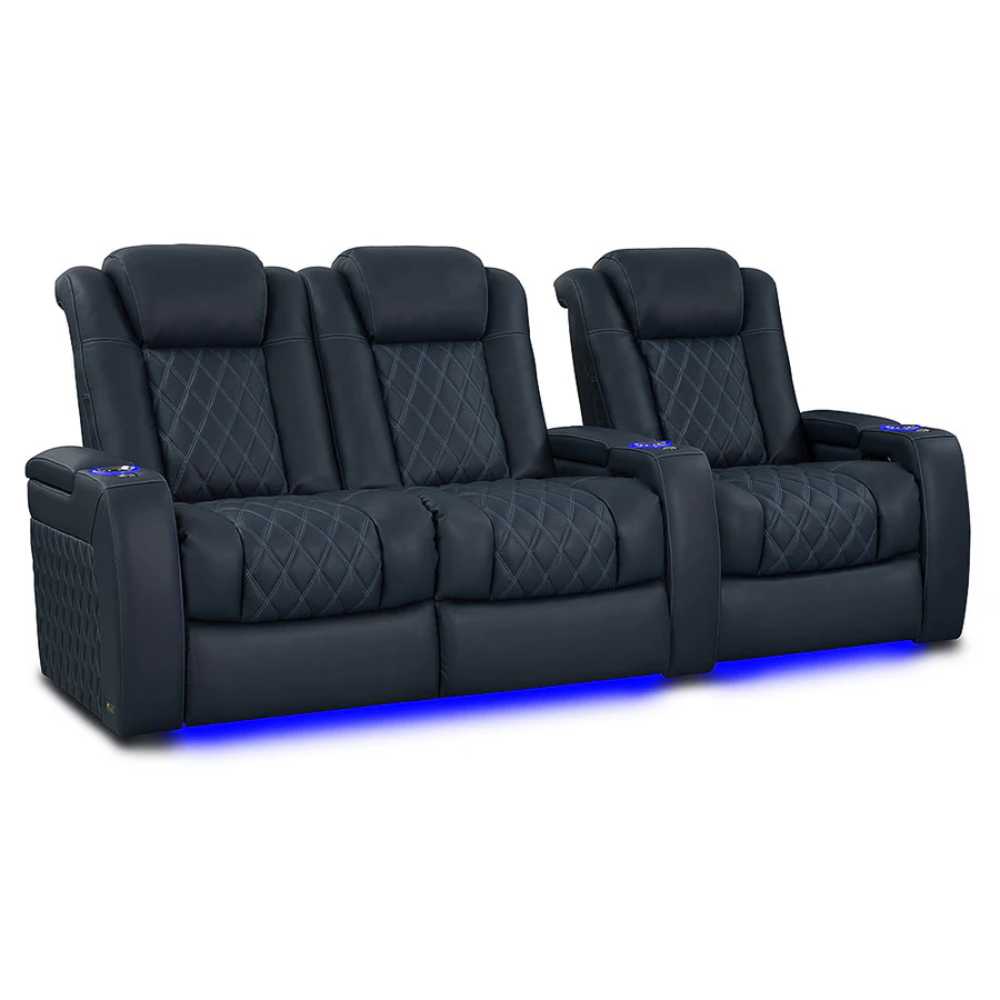 Moonlight Blue Valencia Tuscany XL Luxury Edition Home Theater Seating Row of 3 Loveseat Left Width 96.75 Height 46 Depth 39.5