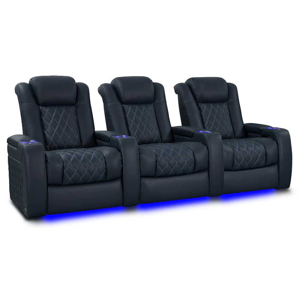 Moonlight Blue Valencia Tuscany XL Luxury Edition Home Theater Seating Row of 3 Width 103.5 Height 46 Depth 39.5