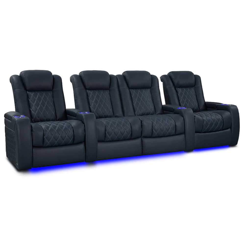 Moonlight Blue Valencia Tuscany XL Luxury Edition Home Theater Seating Row of 4 Loveseat Center Width 129 Height 46 Depth 39.5