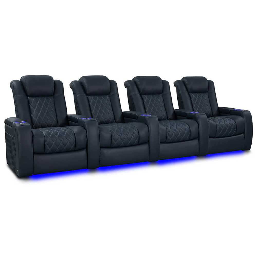 Moonlight Blue Valencia Tuscany XL Luxury Edition Home Theater Seating Row of 4 Width 135.75 Height 46 Depth 39.5