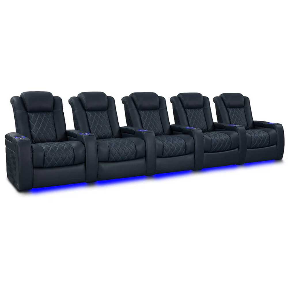 Moonlight Blue Valencia Tuscany XL Luxury Edition Home Theater Seating Row of 5 Width 168 Height 46 Depth 39.5