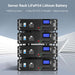 Multiple Sun Gold Power 48V 100Ah Server Rack LiFePO4 Lithium Battery units stacked in a rack to show space-saving design and support for parallel battery expansion