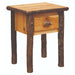 Natural Fireside Lodge Hickory Log One Drawer Nightstand shown with light log legs, a simple top, and one drawer
