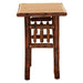 Natural Fireside Lodge Hickory Log Open Nightstand is shown from the front with thick log legs and an open center design
