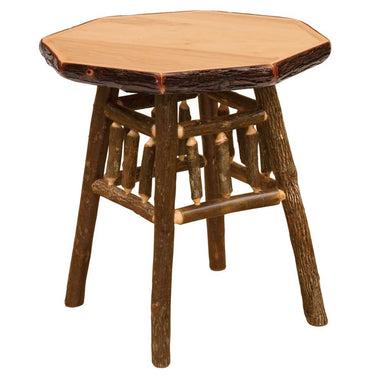 Natural Fireside Lodge Hickory Log Teton Nightstand shown as a log nightstand with a light natural wood finish and visible grain