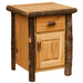 Natural Fireside Lodge Log Enclosed Nightstand in a light finish with a bark-edged top, drawer, and cabinet door
