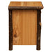 Natural Fireside Lodge Log Enclosed Nightstand shown from the side with a smooth wood panel and log frame