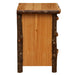 Natural Fireside Lodge Log XL Three Drawer Nightstand is shown from the side with a smooth wood panel body and thick log frame edges