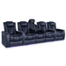 Navy Blue Valencia Tuscany Console Edition Home Theater Seating Row of 5 Dropdown Center Width 147 Height 42.75 Depth 38.5