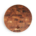 New Orleans Saints Crate & Barrel NFL Round End Grain Cutting Board features a round wood-block design with the Saints fleur-de-lis logo near the bottom