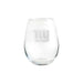 New York Giants Crate & Barrel NFL Aspen 11.75oz Stemless Wine Glass, Set of 4 featuring an etched “ny” Giants logo on clear glass