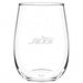 New York Jets Crate & Barrel NFL Aspen 17oz Stemless Wine Glass, Set of 4 features a clear stemless glass etched with the Jets wordmark logo