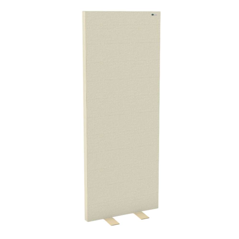 Off-White GIK Acoustics FreeStand Bass Trap Panel in off-white fabric with metal feet for room acoustics.