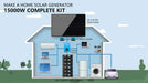 Off-grid home solar system diagram showing Sun Gold Power 15000W 48VDC 120V/240V LifePo4 30.72KWH Lithium Battery Off-Grid Solar Kit powering everyday household appliances