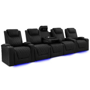 Onyx Valencia Oslo Luxury Console Edition Home Theater Seating Row of 5 Dropdown Center Width 148.25 Height 44.5 Depth 39