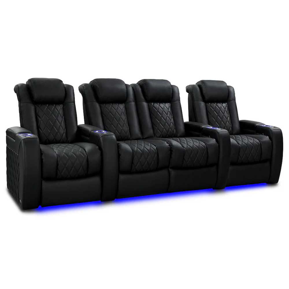 Onyx Valencia Tuscany Slim Ultimate Edition Home Theater Seating Row of 4 Loveseat Center Width 112 Height 43.5 Depth 40