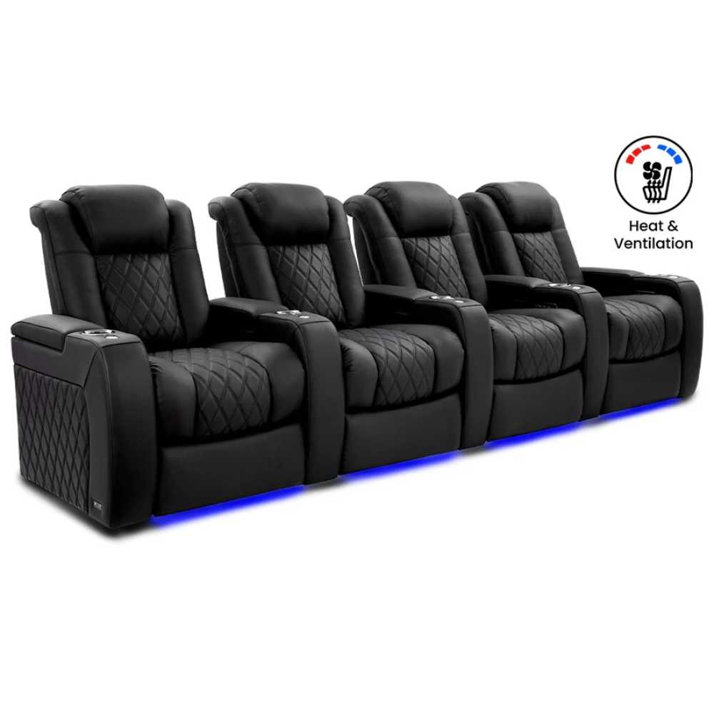 Onyx Valencia Tuscany Ultimate Heat & Ventilation Home Theater Seating Row of 4 Width 130.75 Height 42.75 Depth 38