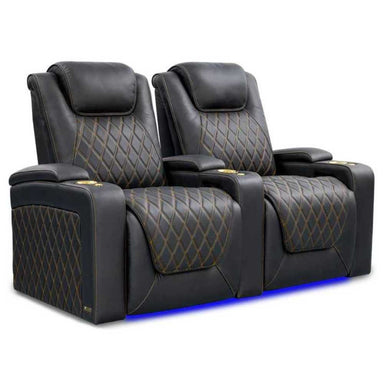 Onyx with Gold Stitching Valencia Oslo Ultimate Edition Home Theater Seating Row of 2 Width 68.75 Height 44.5 Depth 38