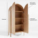 Open Crate & Barrel Annie 38" Natural Storage Cabinet showing one fixed shelf, two adjustable shelves, and solid white oak construction