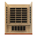 Open front view of Golden Designs Dynamic Bergamo 4 Person Low EMF Far Infrared Sauna showing rows of carbon panels on the back wall and under the bench
