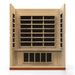 Open front view of Golden Designs Dynamic Bergamo Elite 4 Person Ultra Low EMF Far Infrared Sauna showing carbon panels on the back wall and under the bench