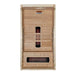 Open front view of Golden Designs Dynamic Gracia 1-2 Person Full Spectrum Near Zero EMF Far Infrared Sauna showing near infrared elements on the back wall and a carbon panel below the bench