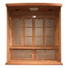 Open front view of Golden Designs Maxxus Chaumont 4 Person Near Zero EMF Far Infrared Sauna in Red Cedar showing four carbon panels on the back wall and heaters under the bench