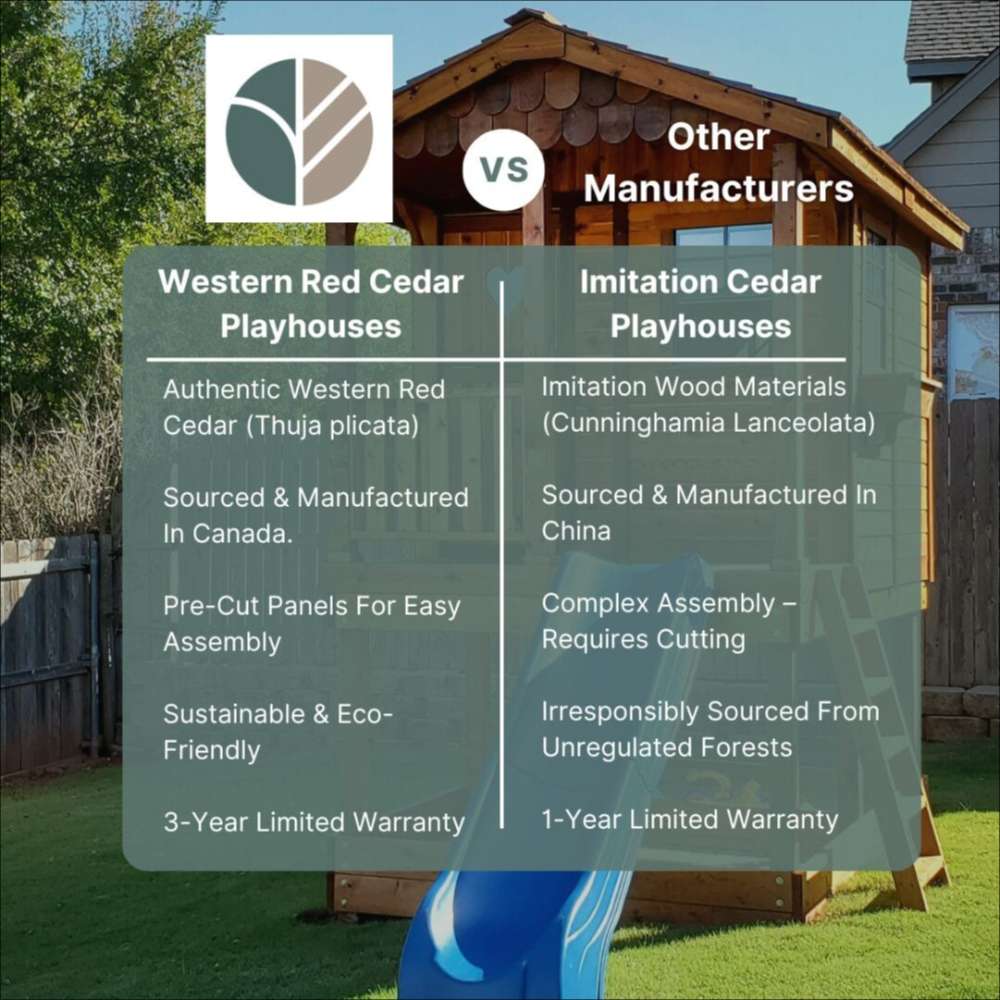 Outdoor Living Today 6x6 Little Cedar Playhouse & Sandbox highlights premium western red cedar, eco-friendly materials, and easy assembly benefits