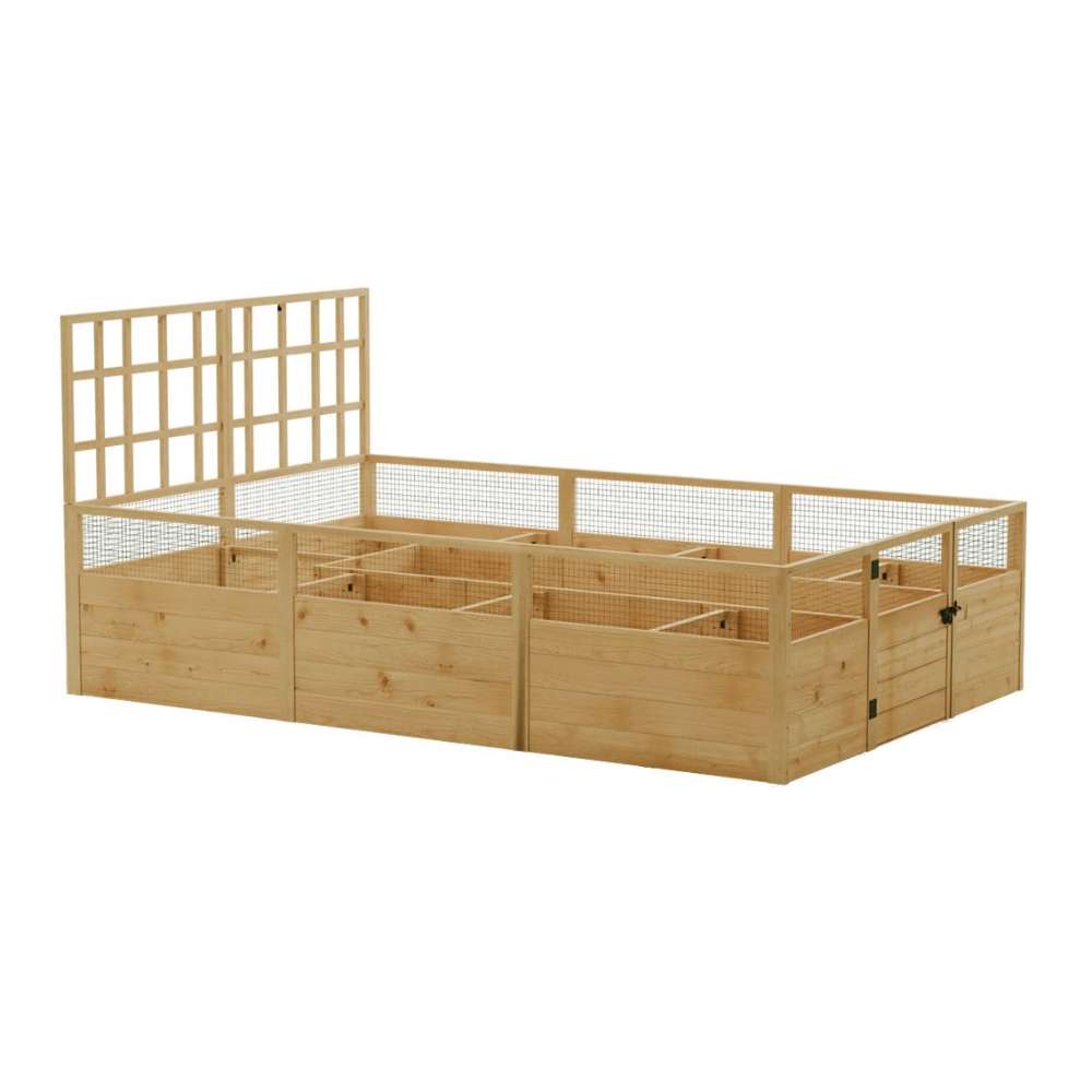 Outdoor Living Today Raised Garden Bed Climbing Support wide multi-section raised bed with rear lattice support